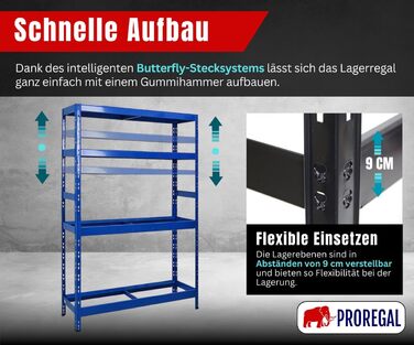 Стелаж для шин PROREGAL Tiger XL: 200x180x45 см, 300 кг навантаження, до 205/55 R16, для майстерні, складу, підвалу (12 шин + 2 полиці, блакитний)