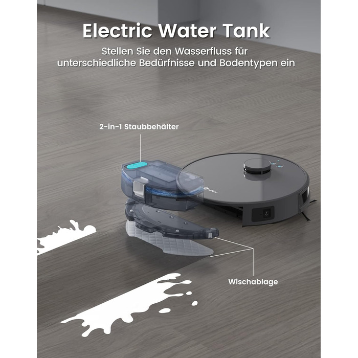 Робот-пилосос LEFANT M1 з функцією миття, 5500Pa, 200хв роботи, мапінг, зони заборони, для шерсті тварин, килимів та твердих підлог
