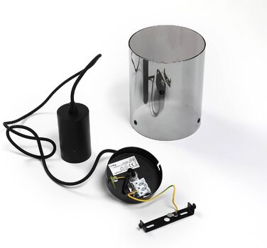 Підвісний світильник Lindby 'Kourtney (для дітей, молоді) чорного кольору, виготовлений з металу, наприклад, для вітальні та їдальні (1 полум'я, E27) - скляний підвісний світильник, обідній настільний світильник, підвісний світильник, світильник для вітал