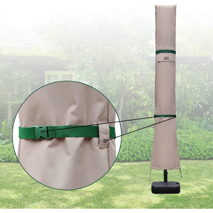 Чохол для садового парасоля Sekey: захисна накидка з вентиляційними отворами, 100% поліестер, водонепроникний, 220 x 30/50 см, хакі