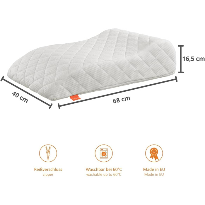 Подушка для ніг Sleepling Venenkissen: для підтримки ніг та комфортного сну, 40 x 68 x 16.5 см, 100% бавовна, Ökotex 100, Made in EU