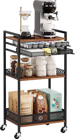 Підставка для капсул Nespresso та Keuring з 5 ярусами, з висувними ящиками та колесами. Організатор для капсул кави та аксесуарів на кухню