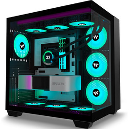 Ігровий корпус KEDIERS ATX Mid Tower з 9 ARGB вентиляторами, подвійне загартоване скло, чорний H9