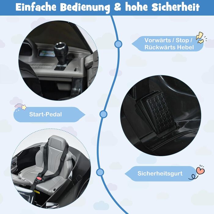 Дитячий електромобіль Lexus COSTWAY 12V з пультом, LED, музикою, USB, чорний