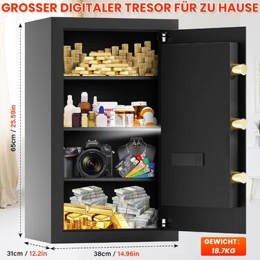 Вогнетривкий сейф Safe Tresor 85L з цифровим замком для зброї, золота, документів та медикаментів