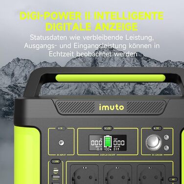 Портативна електростанція Imuto T1200G, 1531 Вт·год, 1200 Вт (пік 2200 Вт), 11 портів, для дому, RV, кемпінгу, CPAP