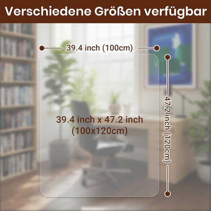 Захист для підлоги під офісний стілець COSYLAND - килимок від ковзання, прозорий | 120x150 см, 100x120 см