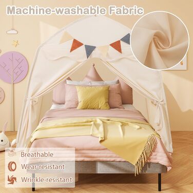 Дитяче намет-ігровий будиночок HOMASIS з 20 зірками, 12 вінцями, килимком, 2 вікнами та шторою. Ідеальний для хлопчиків та дівчаток. Намет-палатка для дитячої кімнати (Бежевий)
