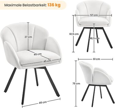 Крісло офісне Yaheetech, біле, 360° обертання, з м'яким сидінням, для дому/офісу