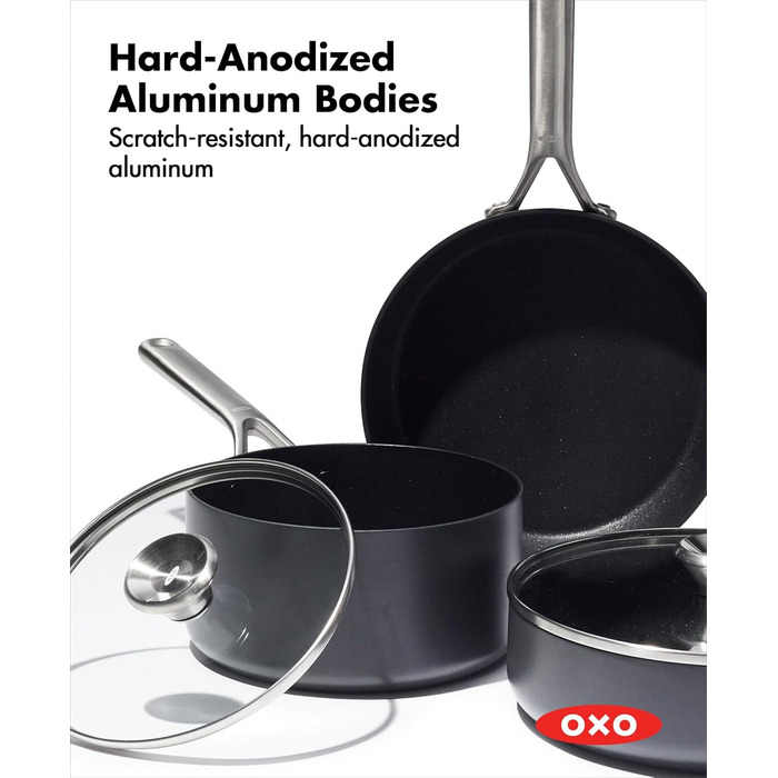 Набір каструль та сковорідок OXO Professionelles: 5 предметів, керамічне антипригарне покриття, індукція, нержавіюча сталь, кераміка, чорний