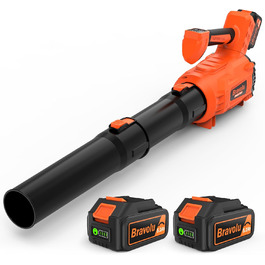 Акумуляторний повітродув Bravolu 21V: потужність 210 км/год, 4.0 Ah, 6 швидкостей (5200mAh x 2), з зарядним пристроєм