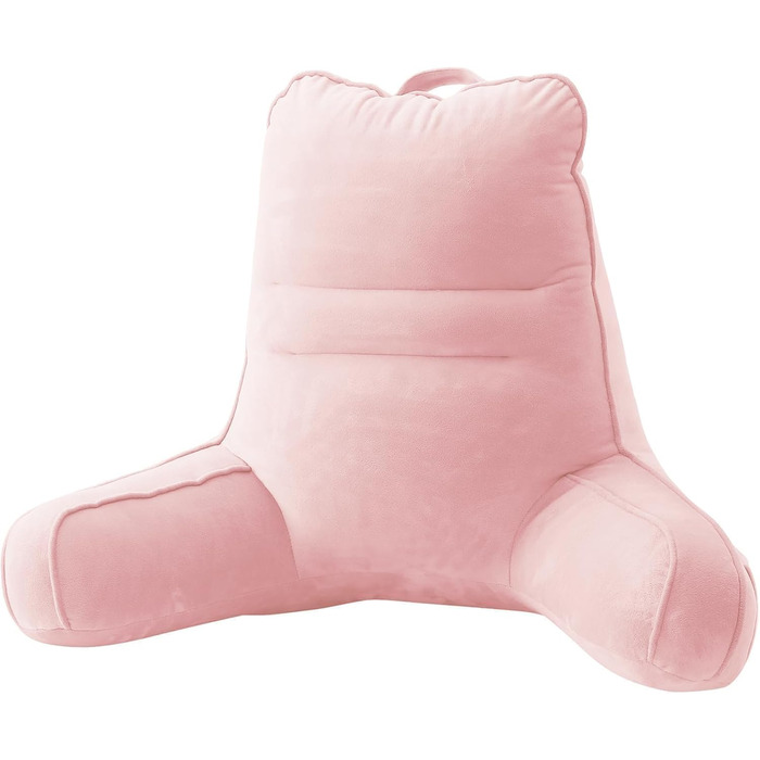 М'яке спинне крісло-подушка Sasttie для ліжка, рожеве, з кишенями та підлокітником