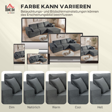 Модульний кутовий диван, кутовий диван-ліжко з глибоким сидінням, широкими підлокітниками, 2 подушки, темно-сірий