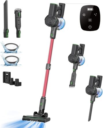 Бездротовий пилосос Vexilar Akku: 60 хв роботи, 45 kPa, 550 Вт, 6-в-1, LED дисплей, для дому та авто, видаляє шерсть тварин