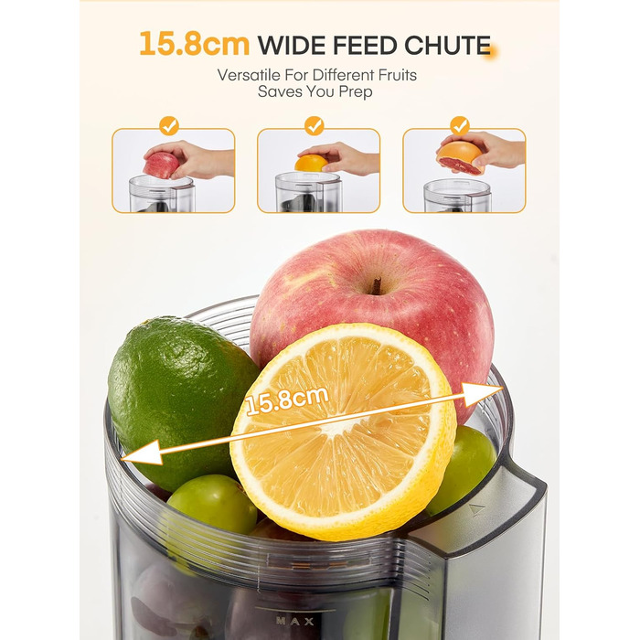 Електрична прес для цитрусових FOHERE, автоматична соковичавниця для апельсинів, грейпфрутів, лимонів, з потужним мотором 100W, без BPA, 2 конуси для різних фруктів, чорний