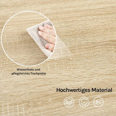 Стіл-бар WOLTU з шухлядою та полицями, вітрина для вина, кухонний стіл для бару, кухні, вітальні, їдальні (90 x 50 x 120 см, білий + світлий дуб)