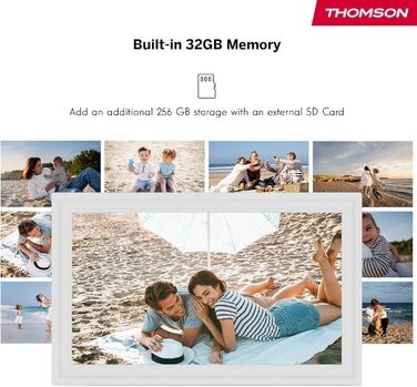Рамка для фото Thomson Fotorahmen 15 дюймів біла – FHD IPS сенсорний екран, 32 GB, Wi-Fi, поворот, підтримка iOS/Android