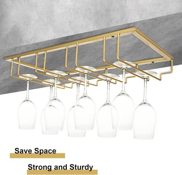 Настінна полиця для склянок JMIATRY, 41.9 x 23.9 x 7.9 см, 4 відділення, 12 чашок, для підвішування, ідеально для кухні та бару, золотий колір, 2 шт.