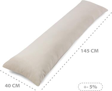 Подушка для вагітних та годування Totsy Baby 40x145 см, подушка для сну на боці з чохлом, сертифікат Oeko-Tex, бежева