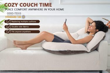 Подушка для читання INSEN, спинка для сидіння в ліжку, для читання, розслаблення, для дорослих, матерів та дітей, подушка для пресу, для ліжка (горизонтальна, вельветовий коричневий, базова)