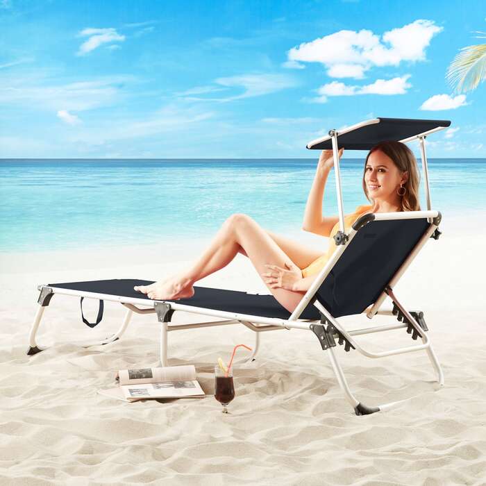 Шезлонг Мальта Антрацит 210x61x35см Alu Sun Covery