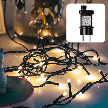 Гірлянда hellum LED для вулиці з таймером, 19,9 м, 200 теплих білих LED, електрична з зеленим кабелем, для ялинки