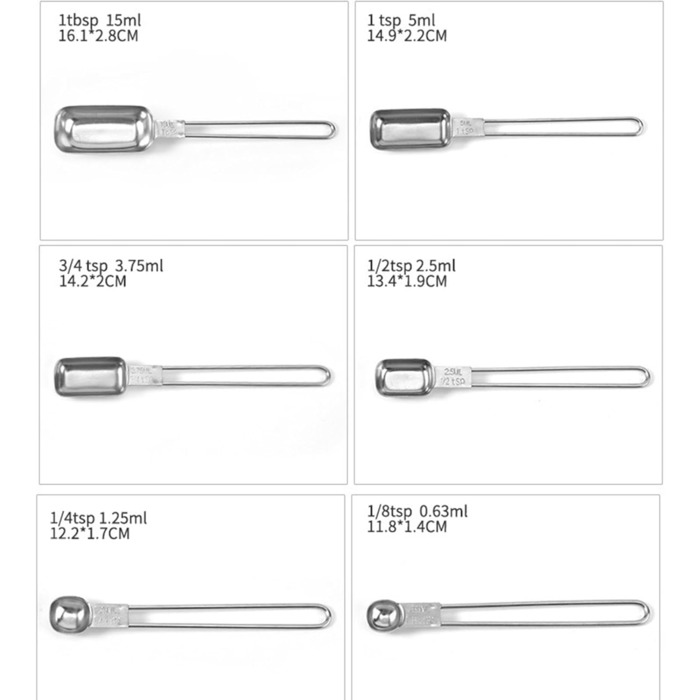 Набір мірних ложок з нержавіючої сталі з 6 предметів