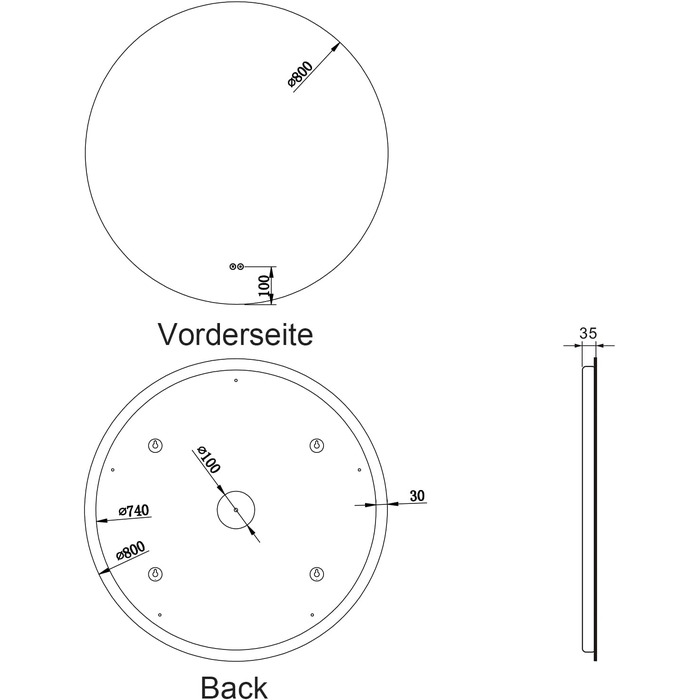Дзеркало для ванної кімнати SONNI LED з підсвічуванням 80x60 см, біле