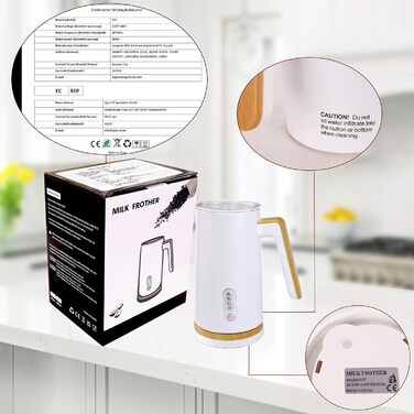 Електричний спінювач молока 4-в-1 – спінювач молока, нагрівач молока, білий