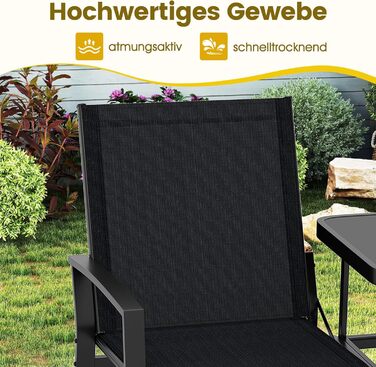 Садова лавка COSTWAY з столом, 2-місна, з дихаючої тканини, для балкона, саду, тераси 137x66x87 см