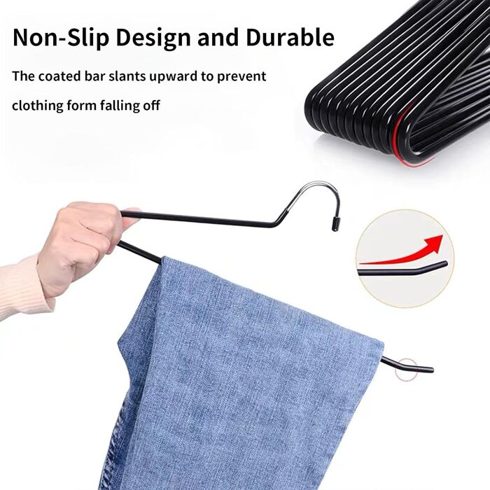 Чохли для штанів AIY0580B, 80 шт. - металеві вішалки для штанів з відкритими кінцями, чорні, рухомі, економія місця