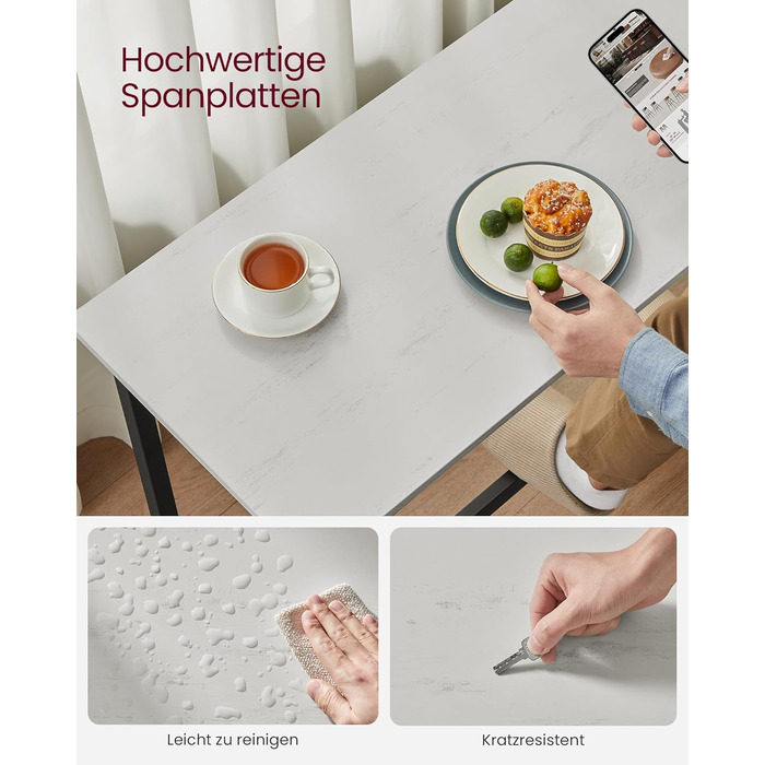 Барний стіл VASAGLE LBT140B73: промисловий дизайн, металевий каркас, 140 см, білий & чорний