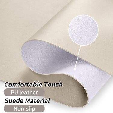 Килимок на стіл Niviy з екошкіри XXL (120x60 см), водонепроникний килимок для миші та захисна підкладка для офісу та дому, бежевий