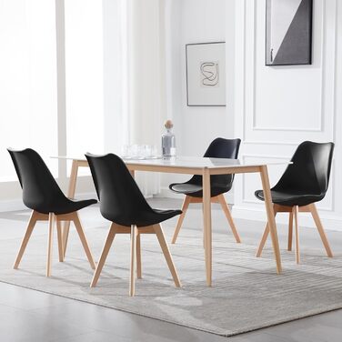 Крісла для їдальні WOLTU, 4 шт. в наборі, скандинавський стиль, штучна шкіра, масивне дерево, до 150 кг