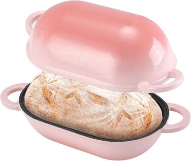 Форма для випікання хліба з кришкою Gusseisen, 23 см, емальована чавунна форма, 2.75 л, підходить для духовки (переливи синьо-зеленого та рожевого кольорів)