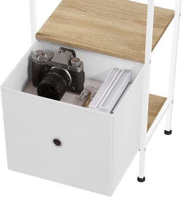 Стелаж WOLTU з 5 полицями та 2 висувними ящиками, 63x187x30 см, світлий дуб + білий