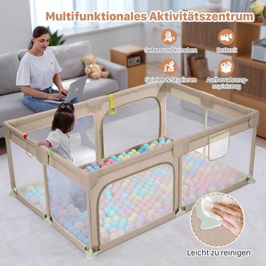 Дитячий ігровий центр Dripex 124x124 см, сірий. Laufstall (біговий загін) з дихаючою сіткою, Laufgitter, Playpen.