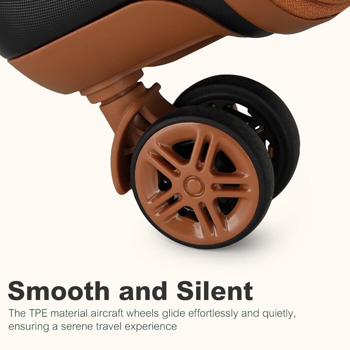 Чемодан-валіза KONO Mittelgroß (середній) з ABS+PC, 4 колеса, TSA-замок (чорний/коричневий, L, 65 см)