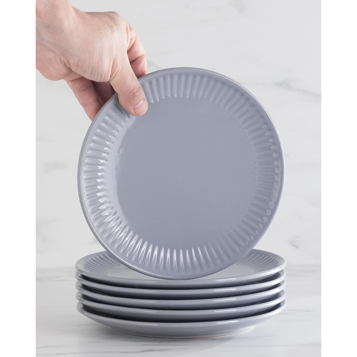 Набір посуду Steingut Hygge 24 шт. для 6 осіб: тарілки, миски, сервіз Pure Living (сіро-блакитний)