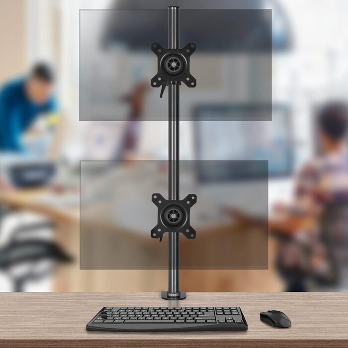 Тримач для двох моніторів Duronic DM35V2X1 | Вертикальна підставка для комп'ютерних моніторів | Регульована висота, поворот, нахил, кріплення VESA 75/100