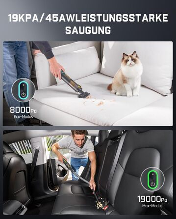 Акумуляторний автомобільний пилотяг Fanttik Slim V8 APEX, портативний ручний міні-пилотяг 4-в-1 RobustClean™, потужність 19000 Па/45 AW, 2 режими всмоктування, для авто, офісу та клавіатур (Сірий)