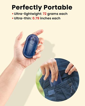 Електричний грієчка для рук Miaton 6000mAh - перезаряджуваний кишеньковий обігрівач для активного відпочинку, кемпінгу, подарунок чоловікам, жінкам, дітям (зелений/блакитний)