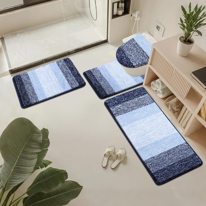 Набір килимків для ванної кімнати Bsmathom, 4 шт. з кришкою для унітазу, м'які, швидковисихаючі, нековзні, можна прати в пральній машині, килимки для ванної з U-подібною контуром, килимок для унітазу, помаранчевий (18'x26'+20'x31'+U20'x24'+Cover19'x21')