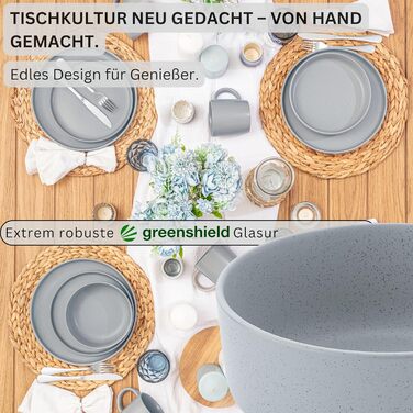 SÄNGER Leeds Sterling | Набір керамічних мисок, 6 предметів, миски для пластівців на 6 осіб, миски, стійкі до подряпин, стійкі до використання в мікрохвильовій печі, можна мити в посудомийній машині, маленькі миски, глибокі тарілки, сірі, 780 мл | КОЛЕКЦІ