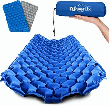 Спальний килимок POWERLIX для кемпінгу надувний матрац на відкритому повітрі - надлегкий надувний спальний килимок, компактний і легкий для активного відпочинку, кемпінгу, альпінізму, піших прогулянок - надувна сумка, сумка для перенесення, Ремонтний комп