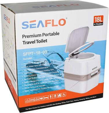 Seaflo LIGHTEU 18L портативна інжекційна туалет для кемпінгу, автодому та відпочинку на природі