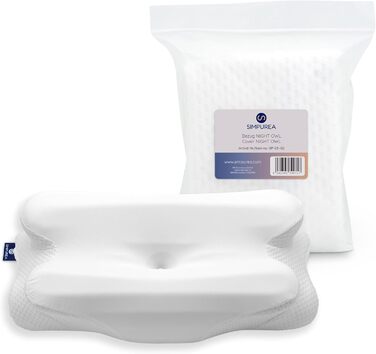 Ортопедична подушка для сну - ергономічна подушка для підтримки шиї з віскоеластичної піни з пам'яті та дихаючого бамбукового чохла - для тих, хто спить на спині, боці та животі (біла, запасний чохол Night Owl)