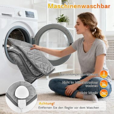 Електричний гріючий килимок 84 x 43 см з автовимкненням, 9 температурних режимів, таймер, для спини, шиї, плечей