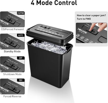 Шредер SINCHEREU для офісу та дому, 6 листів, P4, 11л кошик, знищення картки/CD, захист від перегріву