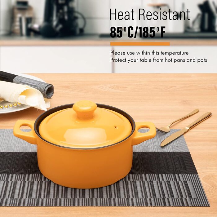 Підставки під тарілки Winknowl: плетений вініл, термоізоляція, набір 4 шт, чорний